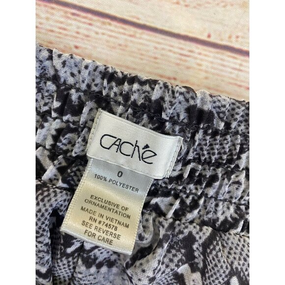 Vintage Y2K Cache Women's Grey Snake Print Sheer Chiffon Pants - 0 - Picture 10 of 11